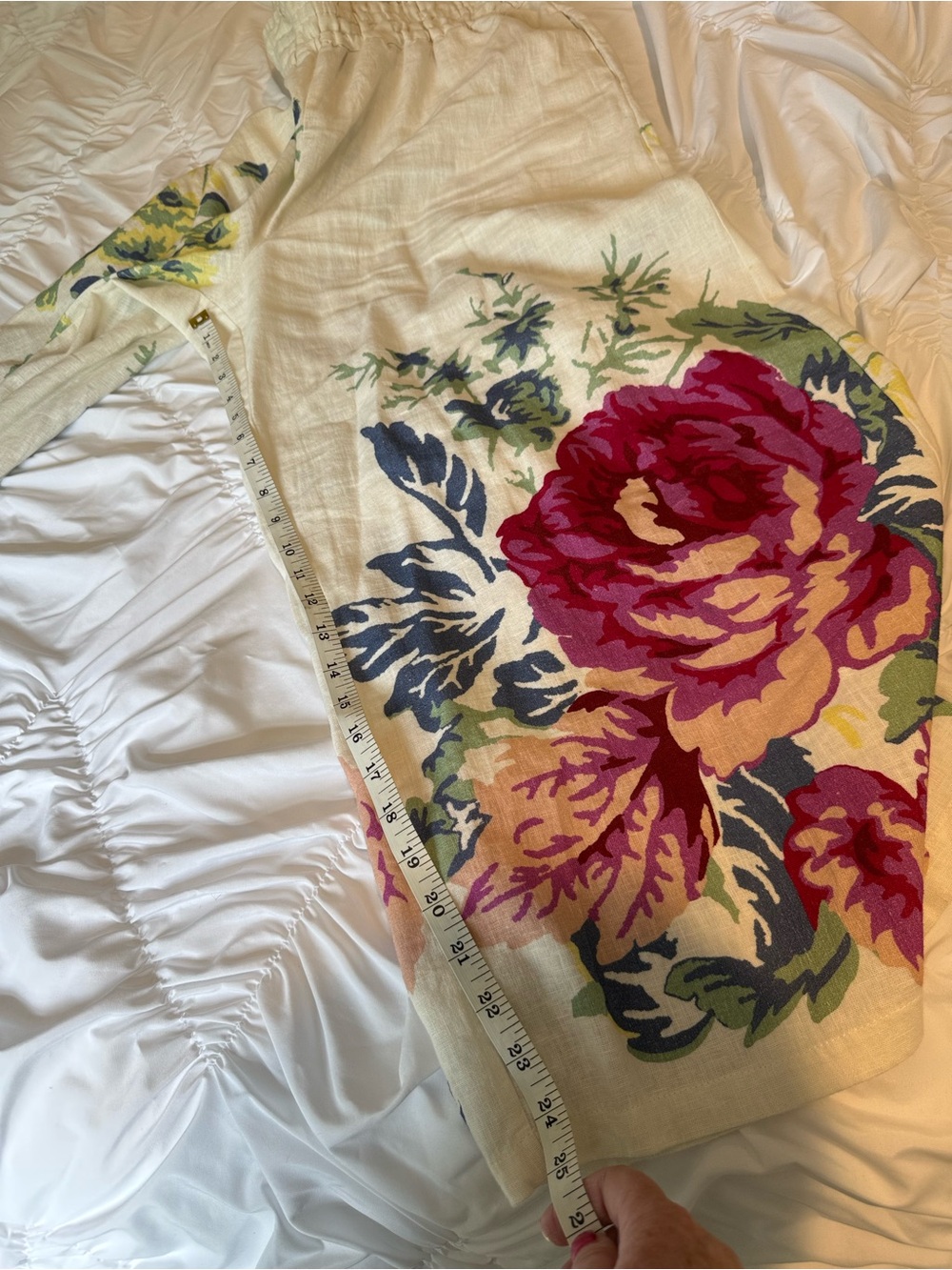 Anthropologie The Somerset Floral Wide-Leg Pull-On Linen Blend Pants LARGE - Picture 14 of 16
